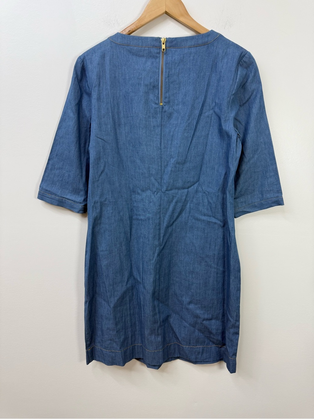 Poem by Oliver Bonas floral embroidered chambray denim shift dress size 10 - Picture 3 of 12